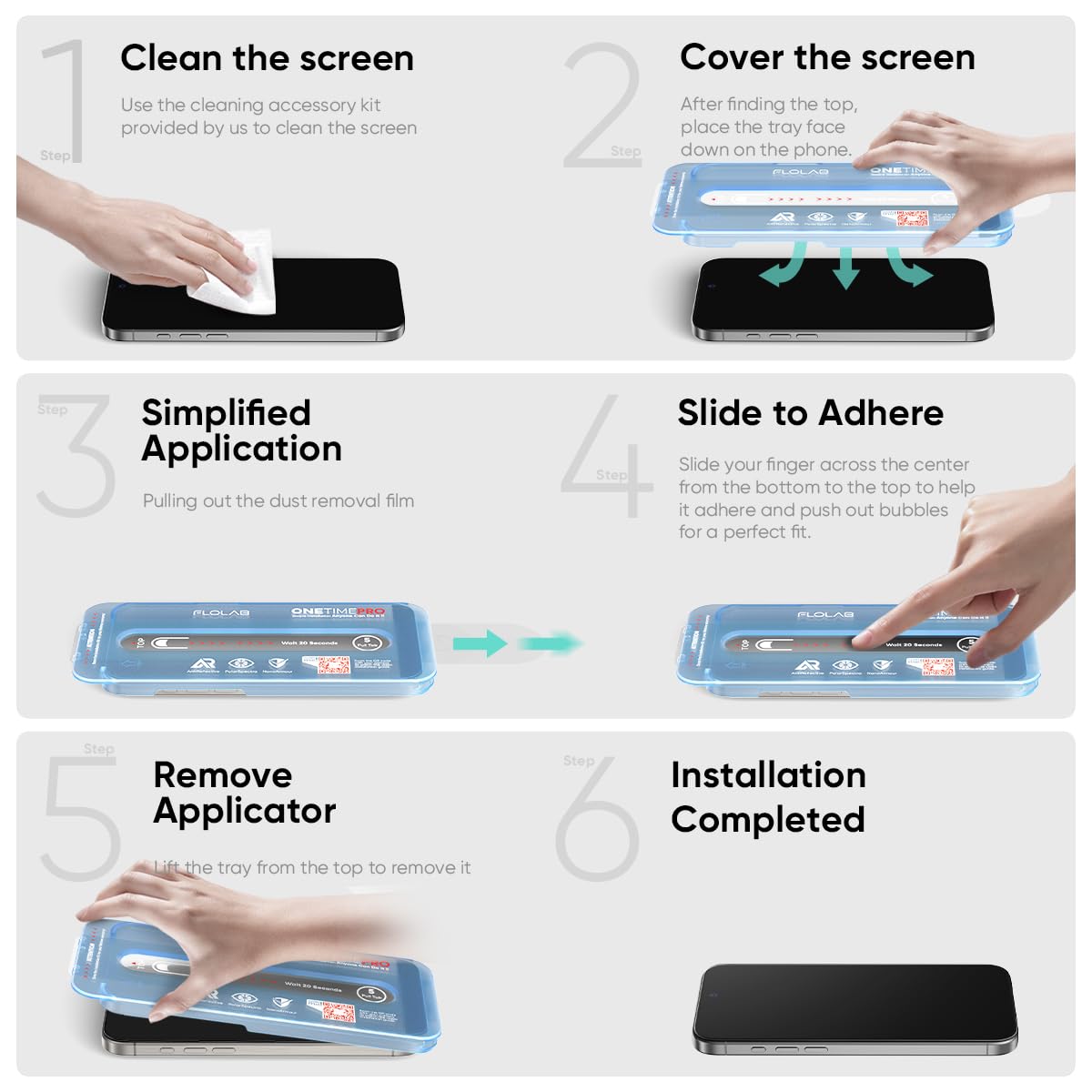 FLOLAB NanoArmour ONETIME PRO for iPhone 17 Pro Max Screen Protector, Anti-Reflective,PolarSpectra Anti-Rainbow, Tempered Glass, Ultra Clear, Infinity