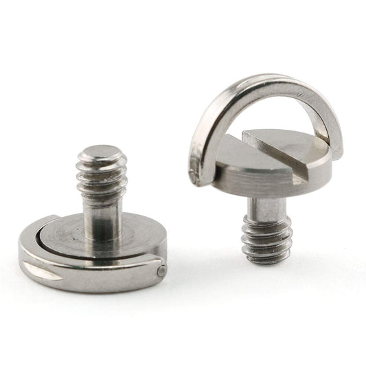 E-outstanding D-Ring Hinged Screw 2PCS 1/4-20 10mm Length Thread D Shaft Stainless Steel Camera Quick Release Plate Mounting Fixing Screws for Camera