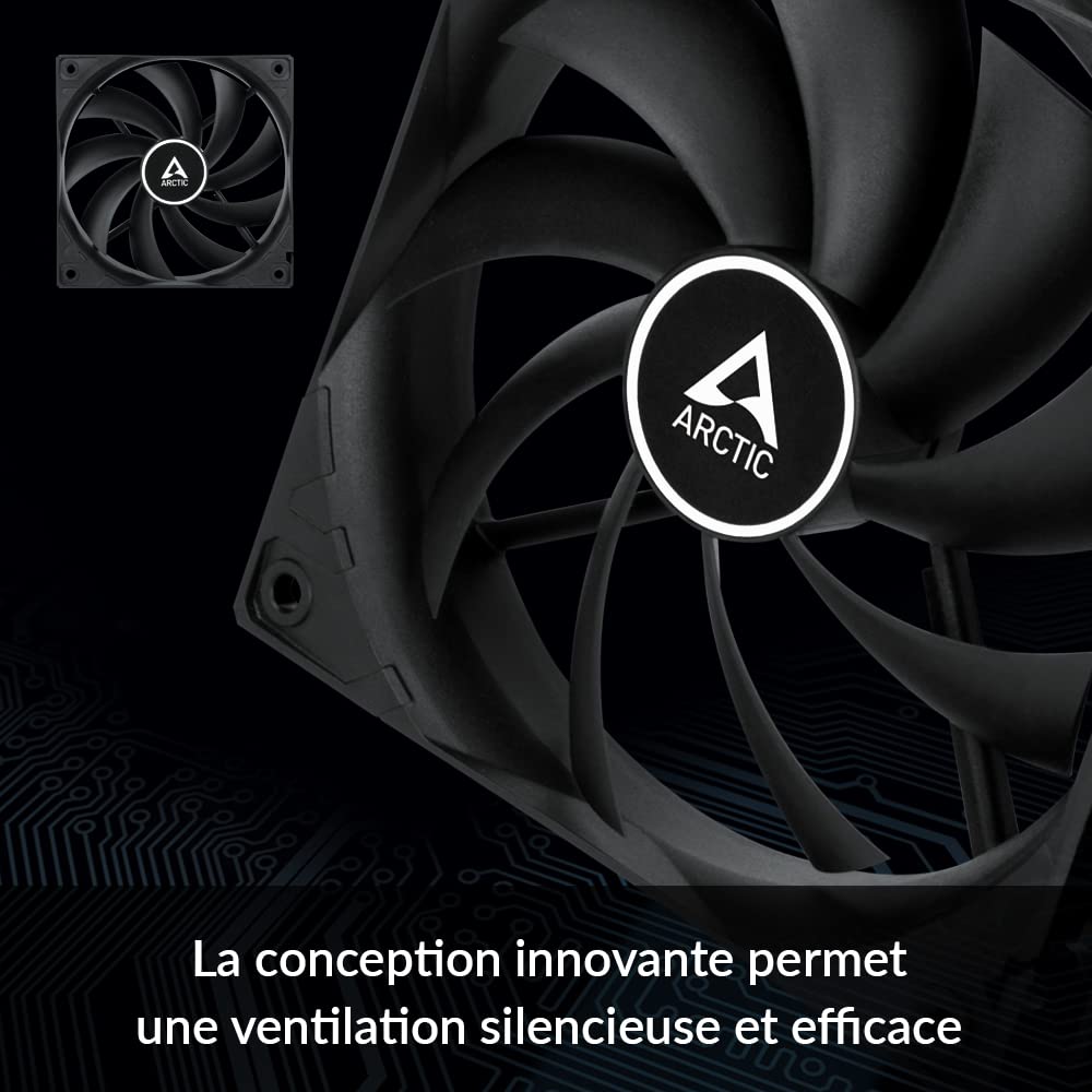 ARCTIC F12 PWM PST (5 Pack) - 120 mm PWM PST Case Fan with PWM Sharing Technology (PST), Quiet Motor, Computer, Fan Speed: 230-1350 RPM - Black