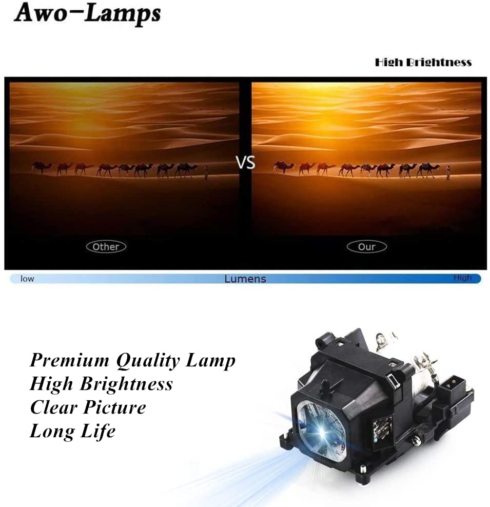 AWO Original NSHA230W Lamp Bulb for 23040047 / ELMP24 with Housing for Eiki LC-WAU200,LC-WAU210,LC-WNS3200,LC-XNS3100,LC-XNS2600 Projectors