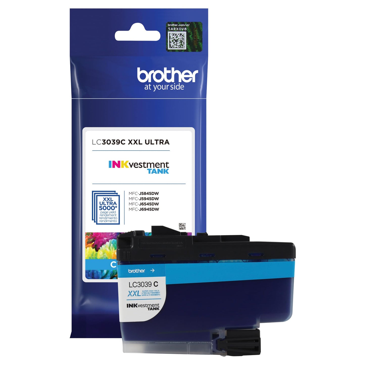 Brother Genuine LC3039C, Single Pack Ultra High-Yield Cyan INKvestment Tank Ink Cartridge, Page Yield Up to 5,000 Pages, LC3039, Amazon Dash