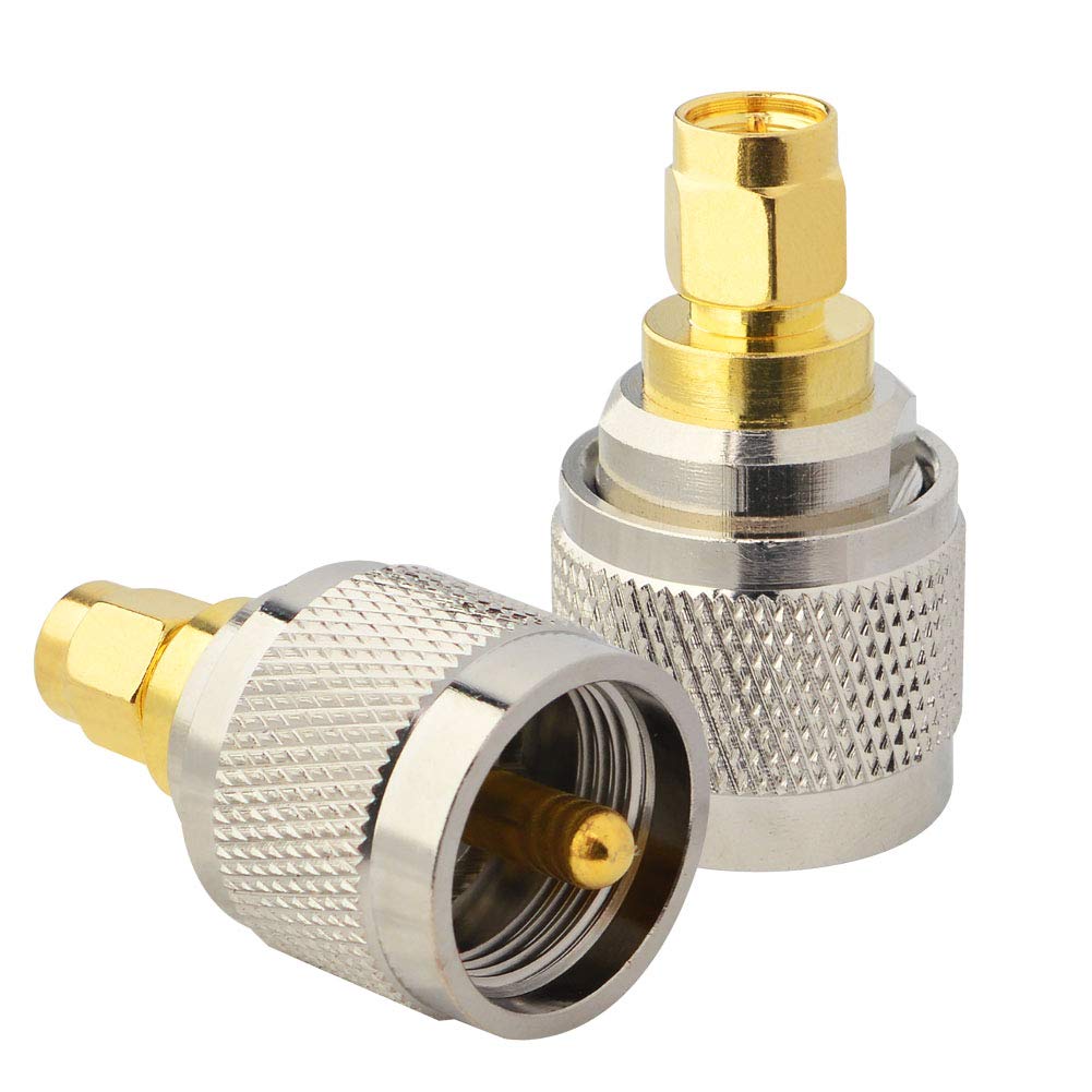 Boobrie 2-Pack UHF to SMA Coax Jack Connector PL259 PL-259 Adapter UHF Male to SMA Male Coaxial Connector Low Loss Coax Adapter for CB Radio Antenna