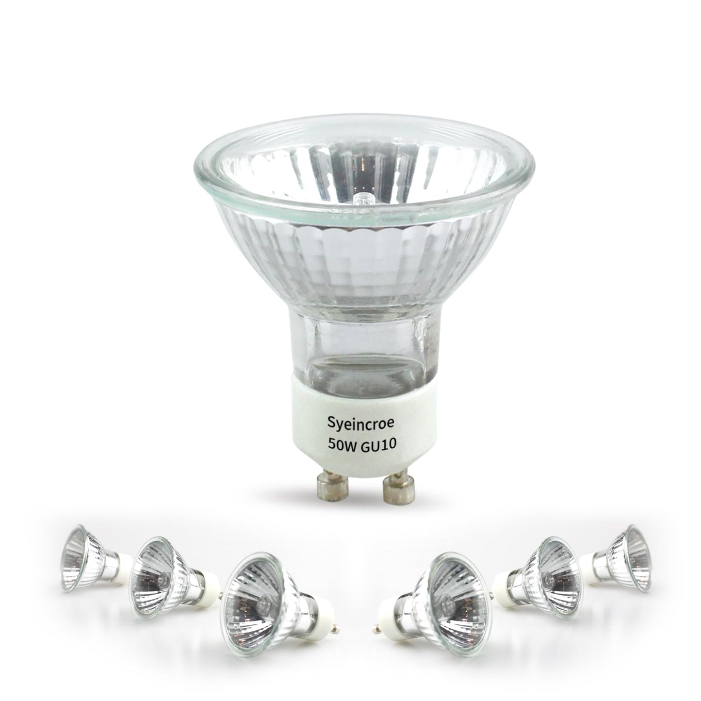 Syeincroe GU10 50W Halogen Bulbs 6-Pack, Dimmable 120V, High CRI 100, 2700K Warm White for Track, Recessed & Accent Lighting