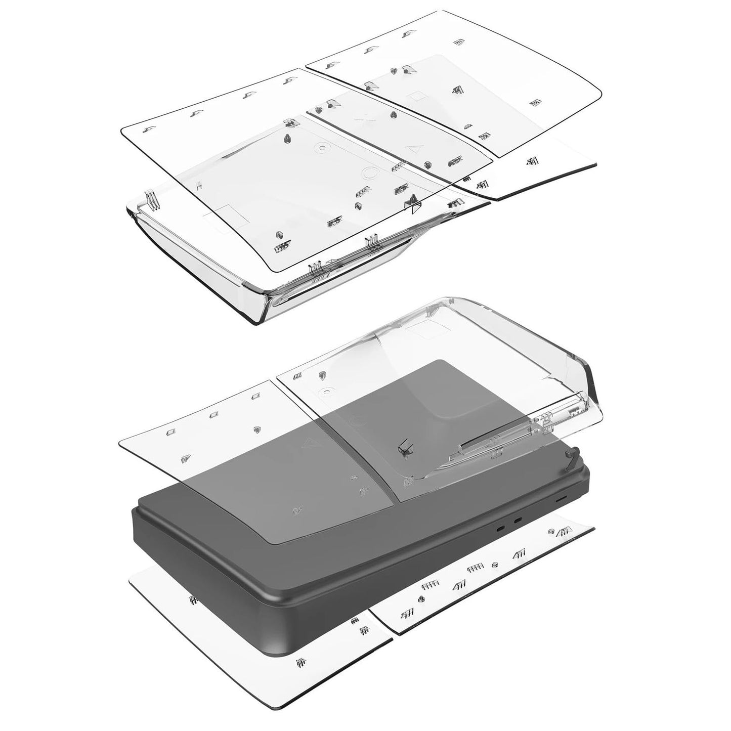 Replacement Shockproof Hard Faceplate Shell Plates Dustproof Cover Panels Anti-Scratch Skins for PS5 Slim Console Disc Edition - Transparent White
