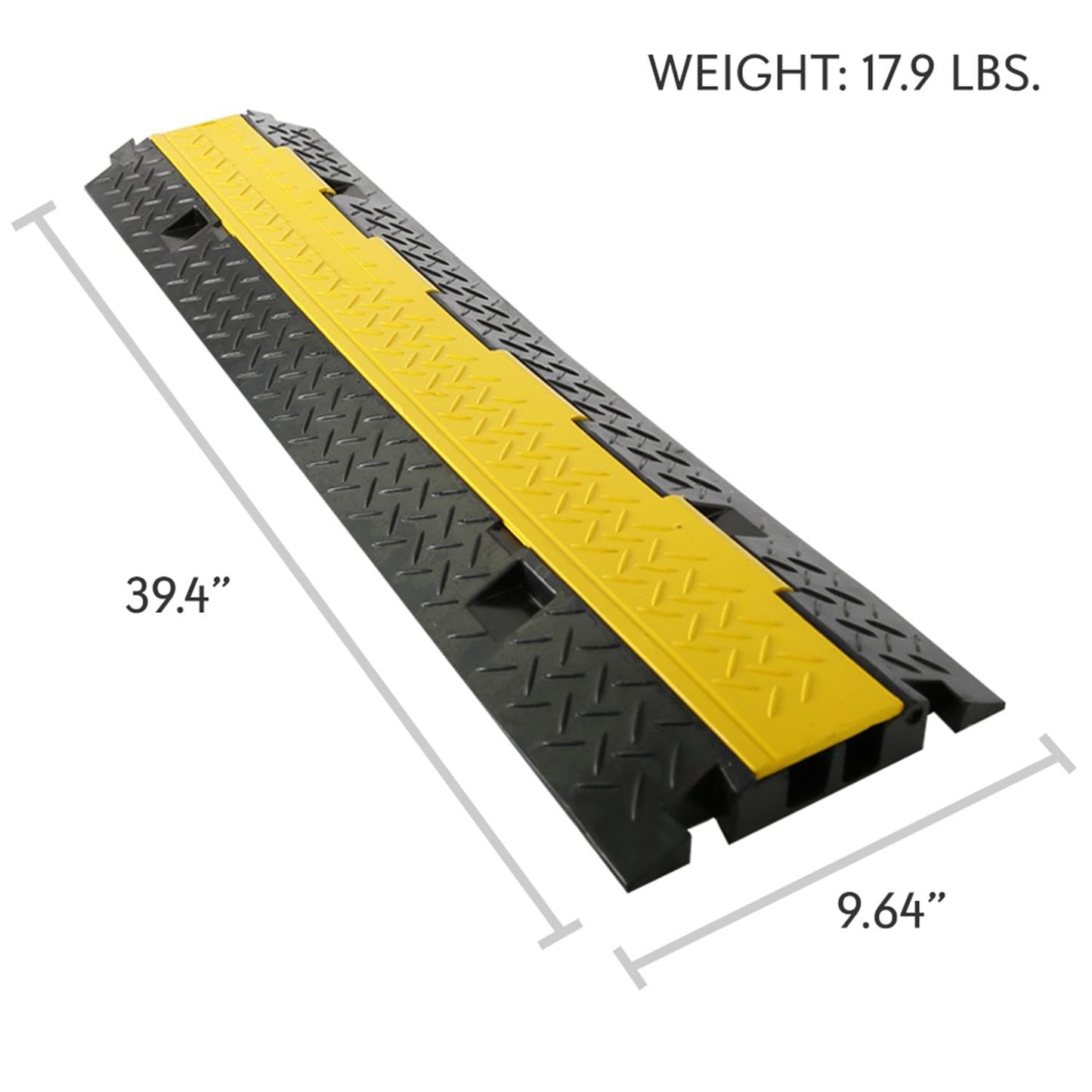 Pyle Durable Cable Protective Ramp Cover - Supports 44000lbs Dual Channel Heavy Duty Cord Protection w/Flip-Open Top Cover, 39.4” x 9.64” x 1.57”