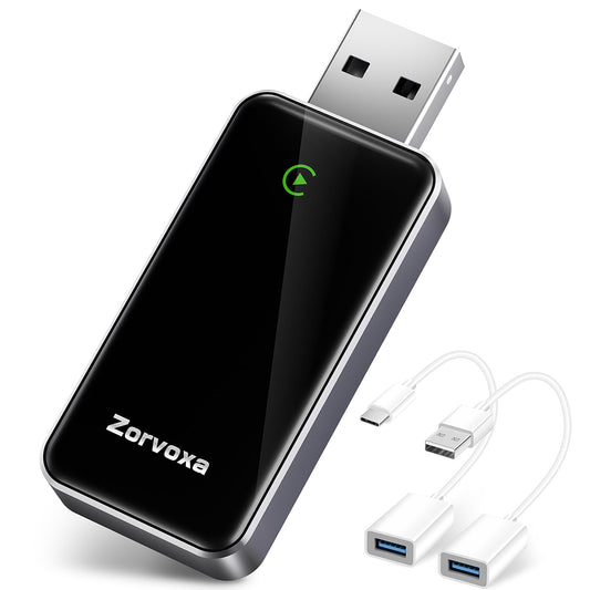 2026 Wireless Carplay Adapter for iPhone,3 Second Auto Connect, No Screen delay, Ultra Mini Design,Plug & Play By USB-A/Type-C Compatible with iOS 10+