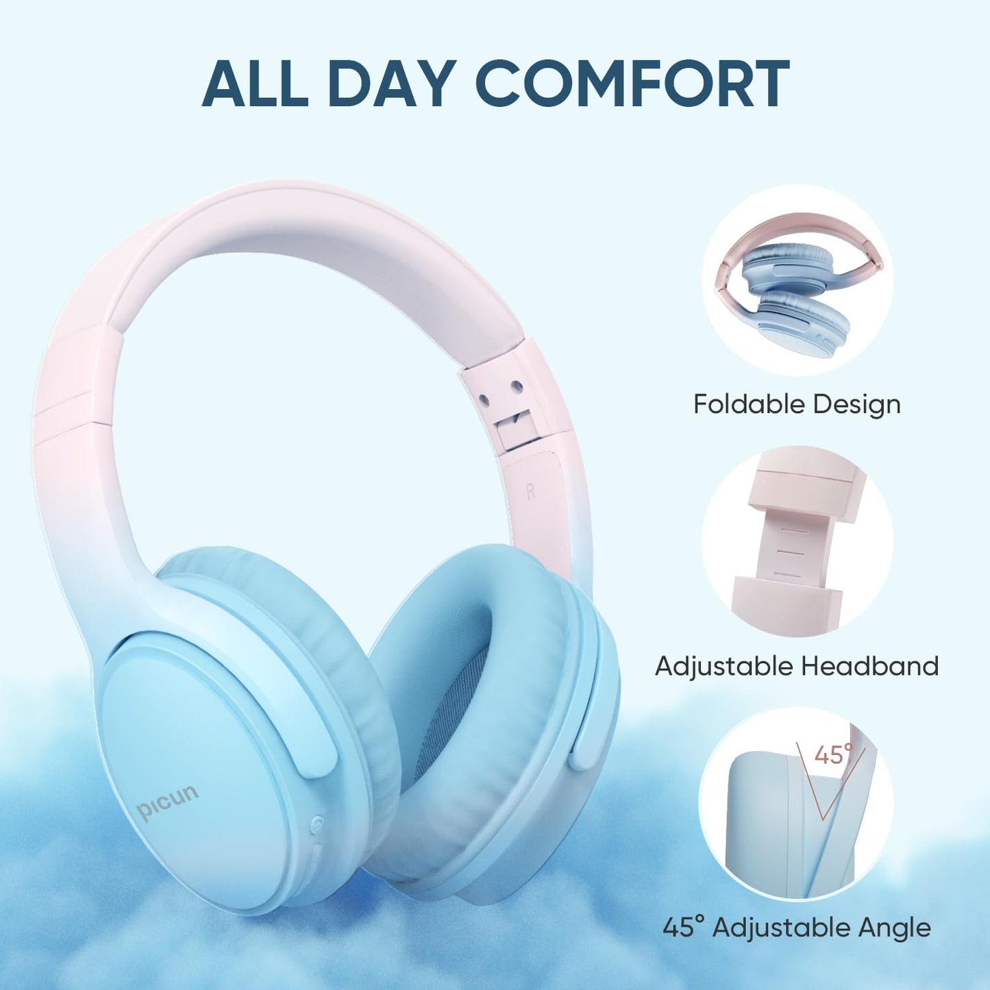 Gankoii Wireless Headphones, Bluetooth Over Ear Headsets with Microphone, Hi-Fi Audio, 60H Playtime, Touch Control, Foldable Lightweight, On-Ear…