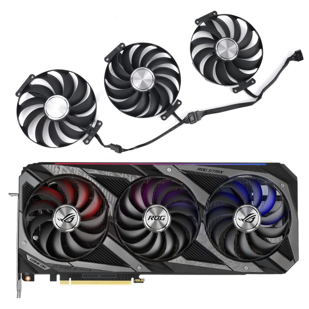 inRobert 95MM T129215SU 12V 0.5A 7Pin Graphics Card Fan for ASUS ROG Strix RX 6700XT 6800 RTX 3070 3080 3090 Gaming Video Card (Full Set Fan)