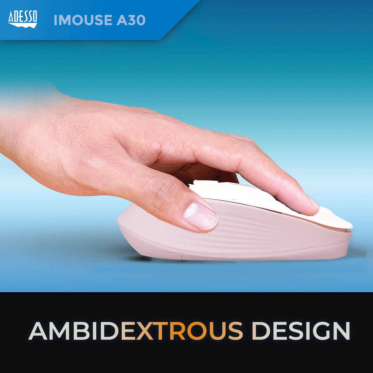Adesso iMouse A30 Wireless Mouse with 1200 DPI, Pink