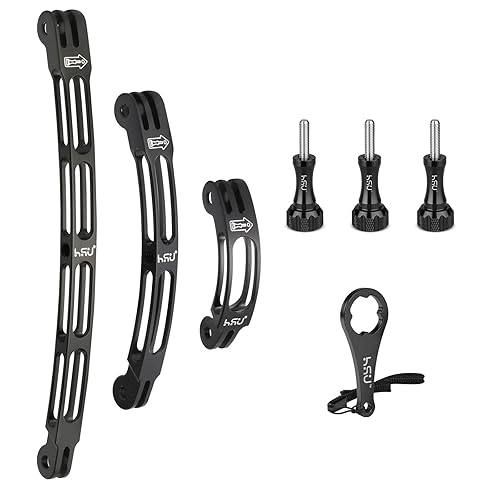 HSU Aluminum Alloy Curved Extension Arm Kit Metal Pole Mount Helmet Stick Extension Arm Mount for GoPro Hero 13/12/11/10/9/8/7/6 Black, DJI Osmo