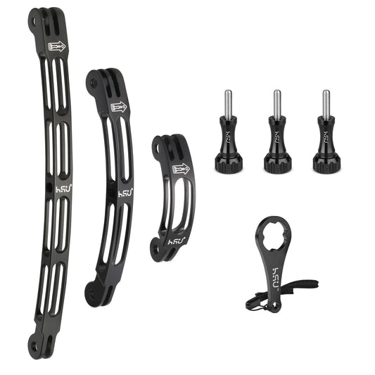 HSU Aluminum Alloy Curved Extension Arm Kit Metal Pole Mount Helmet Stick Extension Arm Mount for GoPro Hero 13/12/11/10/9/8/7/6 Black, DJI Osmo