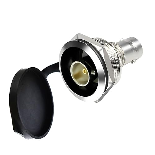 YiKaiEn 75 Ohm Gold-Plated BNC Panel Mount Connector - SDI-Compatible Female-to-Female Coaxial Adapter with Waterproof Cover, Threaded Fixing