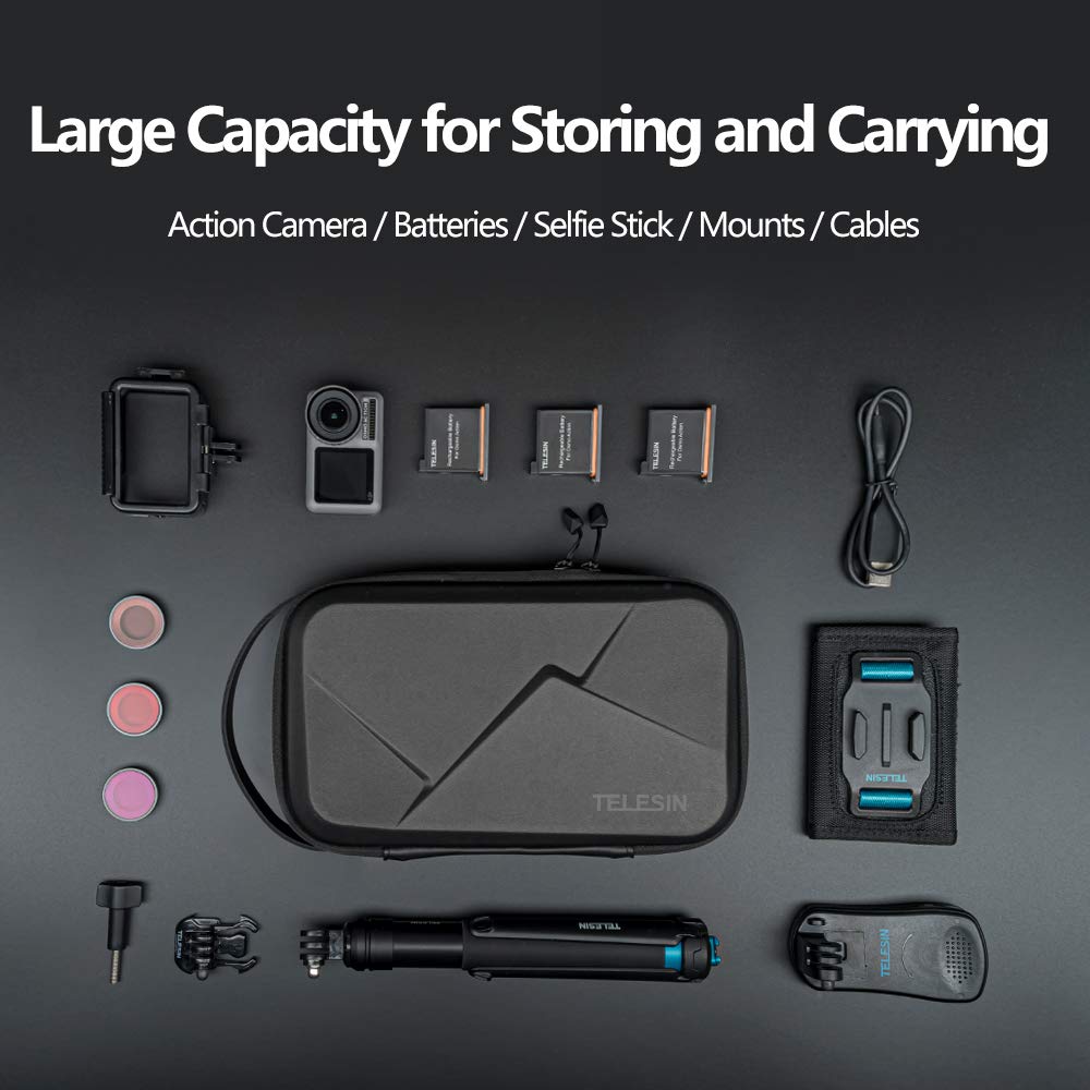 TELESIN Carry Case Waterproof Hard Carrying Bag for GoPro Max Hero 13 12 11 10 9 Insta360 X5/X4/X3 Ace Pro 2 Go Ultra DJI Osmo Action 6/5pro/4/Pocket