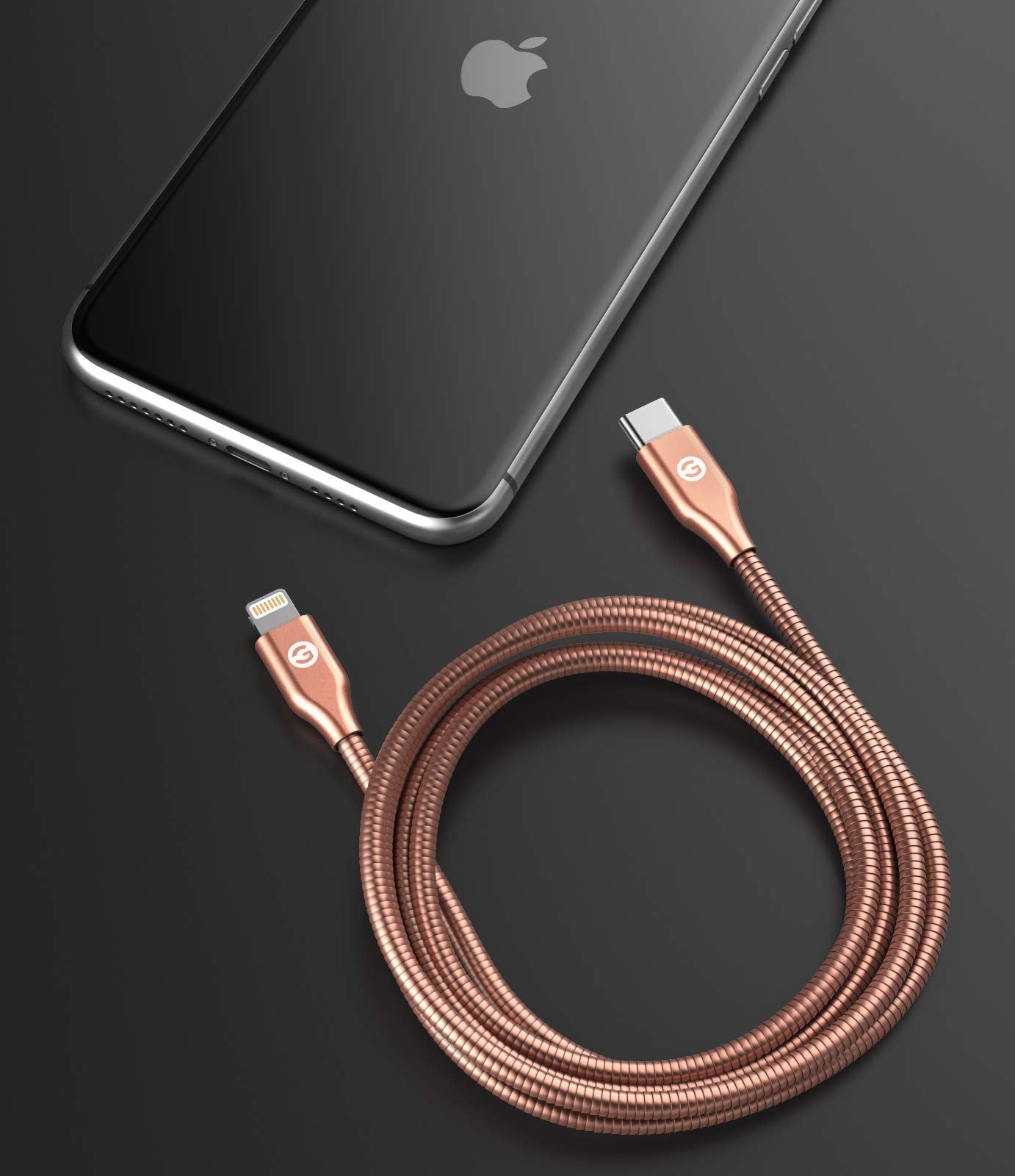 GALVANOX (2 Pack) Pet Proof iPhone Charger - Braided Metal Lightning to USB-C Charging Cables [Apple MFi Certified] Ultra Durable ChewProof Cord (4…