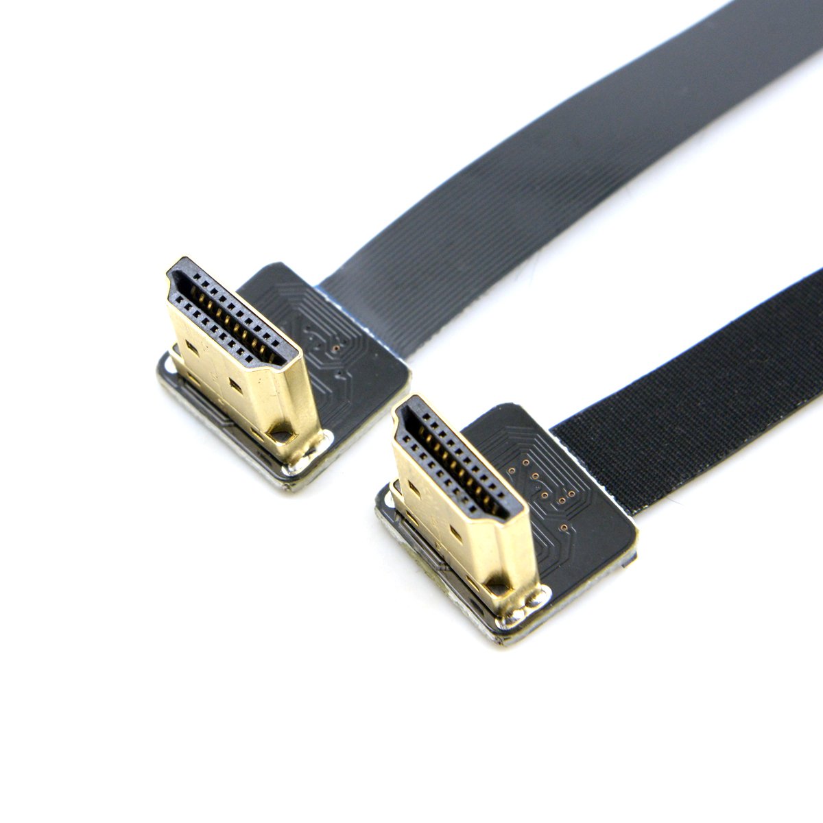 chenyang FPV Dual Up Angled 90 Degree HDMI Type A Male to Male HDTV FPC Flat Cable 20cm for Multicopter Aerial Photography