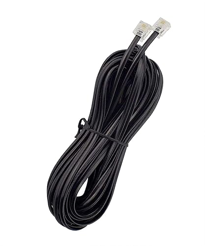 AIMIJIA Phone Cord, 6P4C Black Phone Telephone Extension Cord Cable Line Wire RJ11 6P4C Modular Plug for Landline Telephone Modem Accessory (33ft-1