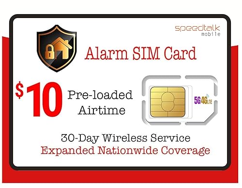 SpeedTalk Alarm SIM Card for GSM Business Office Home Burglar Anti-Theft Security System & Monitoring | 3 in 1 Simcard - Standard Micro Nano | No