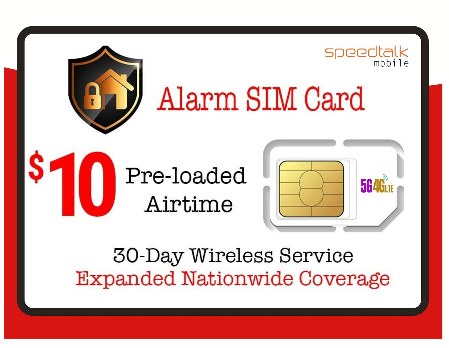 SpeedTalk Alarm SIM Card for GSM Business Office Home Burglar Anti-Theft Security System & Monitoring | 3 in 1 Simcard - Standard Micro Nano | No