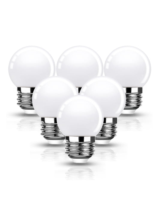 Baczao LED Vanity Globe Light Bulb, Small Globe Bulbs 15W Equivalent, 1W G14 LED E26 Base Bulbs, Cool White 6000K Small Low Watt for Bathroom Mirror