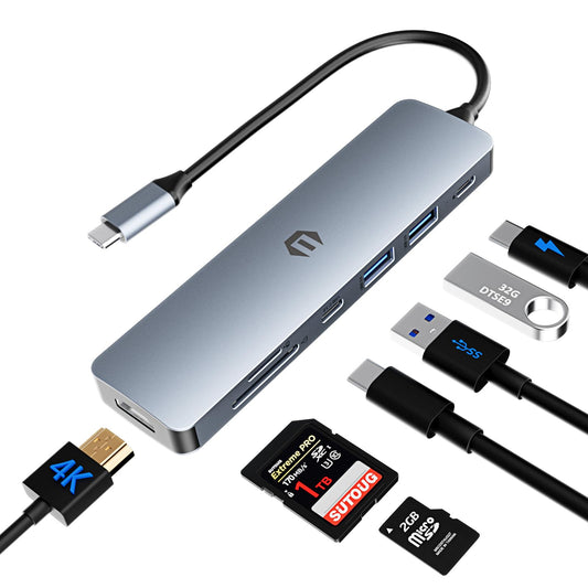 USB C Hub, TOTU USB C Docking Station, Docking Station with Multiport Adapter HDMI, USB C Hub, 100W PD, 2 USB 3.0, USB C 3.0, SD/TF Dock for Type C