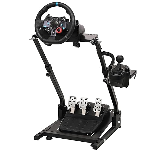 CXRCY Racing Wheel Stand Height Adjustable & Foldable Steering Wheel Stand Compatible with Logitech G920 G29 G27 G25 Gaming Cockpit (Wheel and Pedals