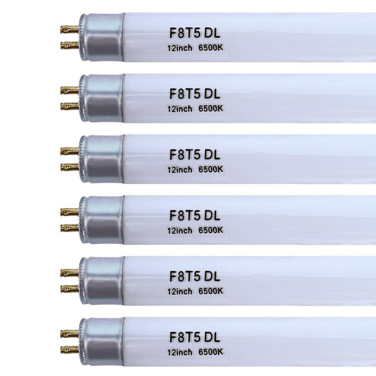 Accway (6 Pack) F8T5/DL 6500K 12’’ Linear Fluorescent Light Bulb, 8W Day Light T5 Tube, F8T5/D Bright White Lamp G5 Base Replacement for Under Cabinet