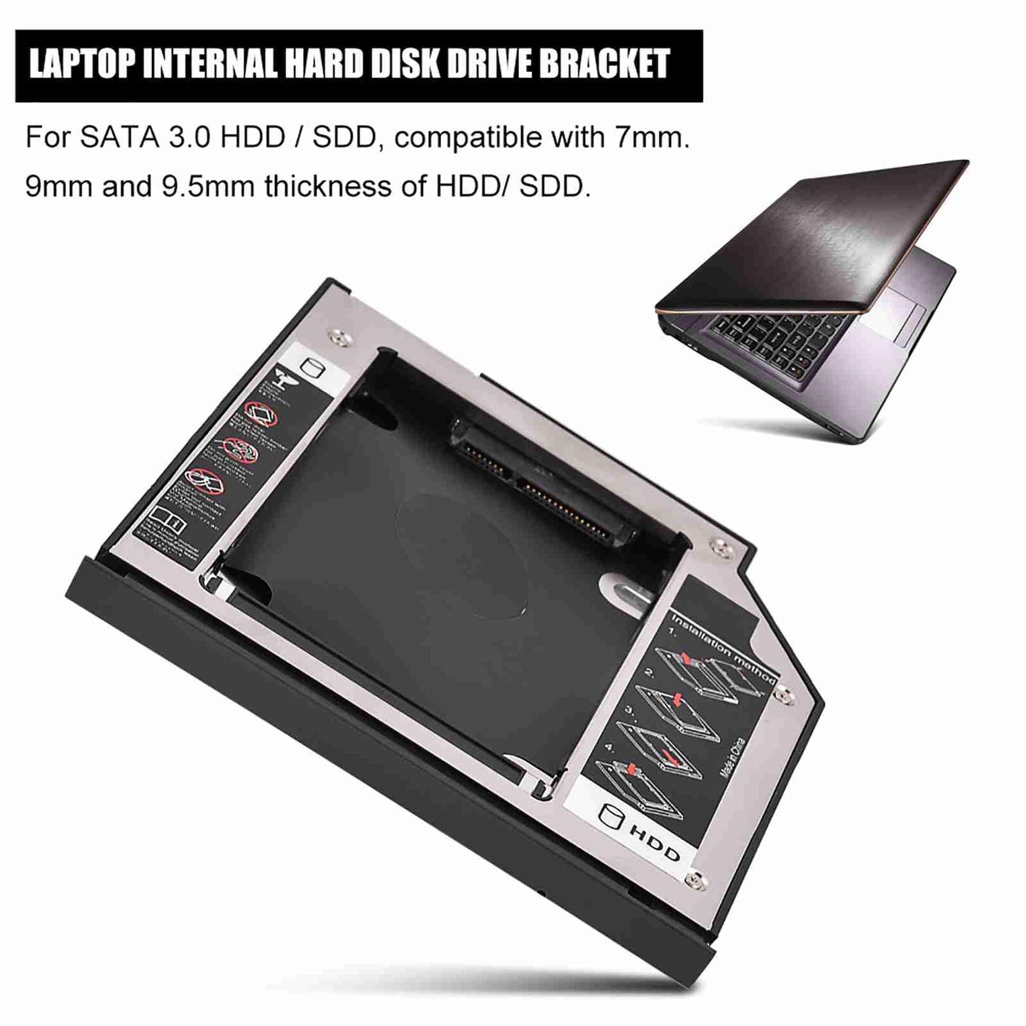 SATA 3.0 Disk Drive CD-ROM Bracket, HDD Internal Enclosure Hard Disk Drive CD-ROM Bracket for ThinkPad