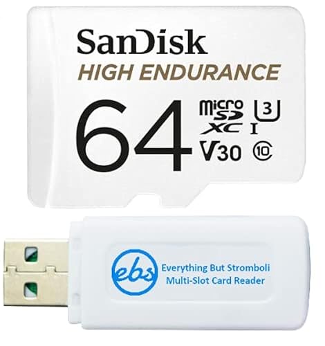 SanDisk 64GB High Endurance Micro SD Memory Card Works with Wyze Cam v3 Pro, Wyze Cam Outdoor v2 Smart Camera (SDSQQNR-064G-GN6IA) Bundle with (1)
