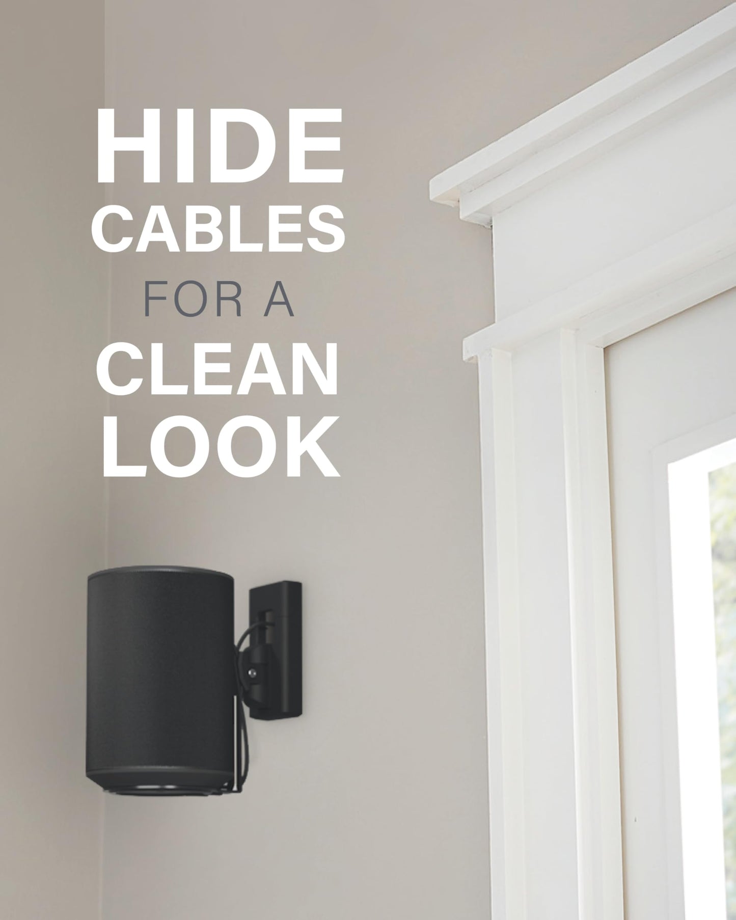 SANUS Speaker Wall Mount + Power Kit - Universal Speaker Mount Tilts, Swivels & Hides Cords Behind Wall w/ 10ft ETL Certified Cable - DIY Install
