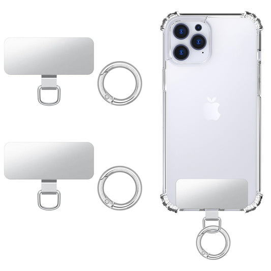 MoKo 2pcs Phone Tether Tab, Stainless Steel Cell Phone Lanyard Pads, Phone Strap Replacement Part with 2pcs Spring Rings, Phone Strap Connector Tether