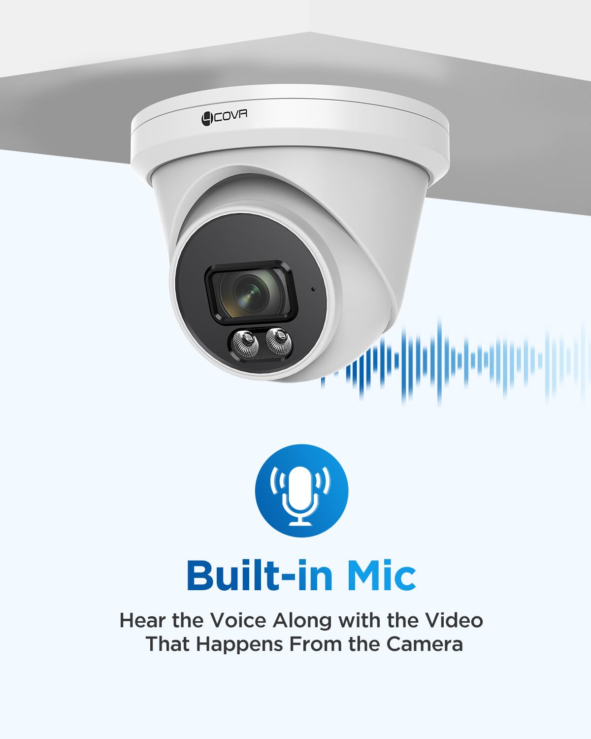 4COVR 4K Security Camera Outdoor, 8MP Ultra-HD PoE Wired Surveillance Video IP Camera Built-in Mic, Smart AI Person/Vehicle Detection, 100ft IR Night