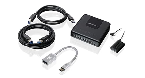IOGEAR 4x2 USB 3.0 Peripheral Sharing Switch with USB-C Adapter, GUS432CA1KIT
