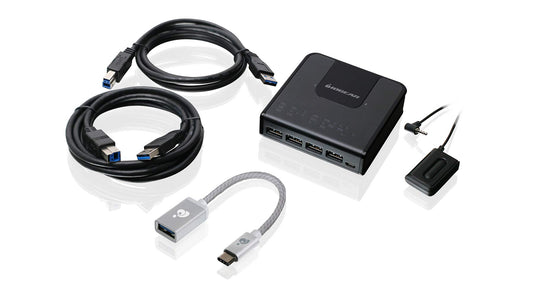 IOGEAR 4x2 USB 3.0 Peripheral Sharing Switch with USB-C Adapter, GUS432CA1KIT