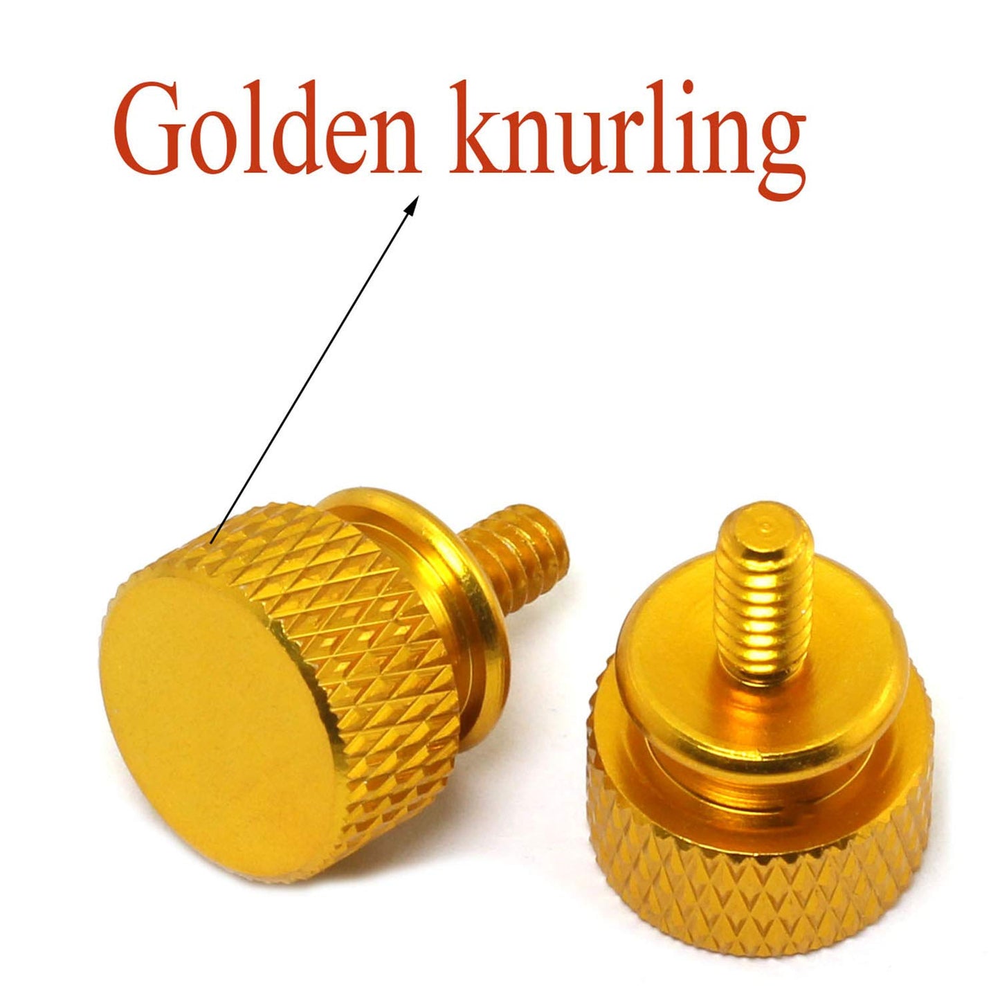 10pcs #6-32x6mm Desktop Computer PC Case Chassis Thumb Screws M3.5 Tool-Less Adjustment Colorful Aluminum Alloy Knurled Thumbscrew Gold