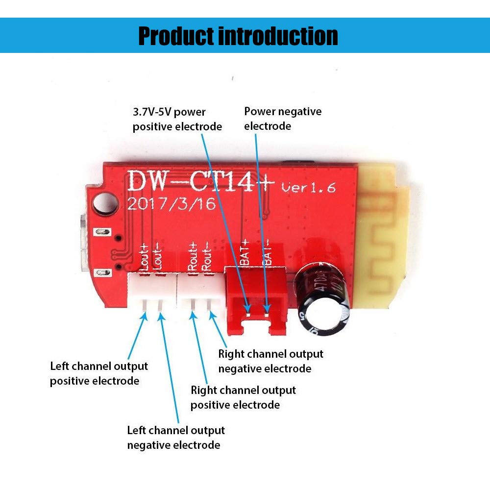 Comidox 1PCS CT14 Micro 4.2 Stereo Power Amplifier Board Audio Module 5VF 5W+5W with Charging Port for DIY Sound Box Speaker Refitting