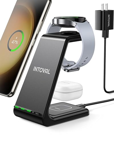 Intoval Wireless Charger,Wireless Charging Station for Samsung Galaxy Phone/Watch/Buds,fit for Galaxy S25/S24/S23/S22,Note20/10/Z Fold/FLI,Watch