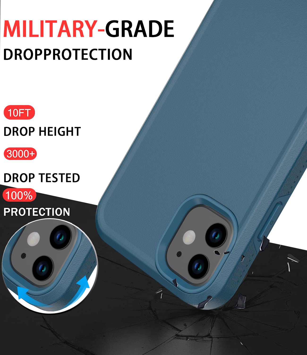Diverbox for iPhone 11 Case [Shockproof] [Dropproof] [Tempered Glass Screen Protector],Heavy Duty Protection Phone Case Cover for Apple iPhone 11