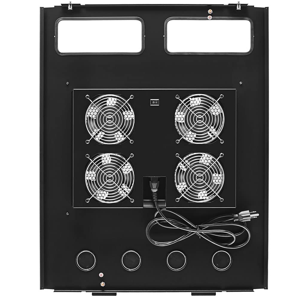 NavePoint 42U Cabinet Top Mount Fan Panel, Panel Includes, 4 Fans, Server Cooling System, 110 50/60Hz, 17.2 x 13 x 2 Inches, 6ft Input Cord Length