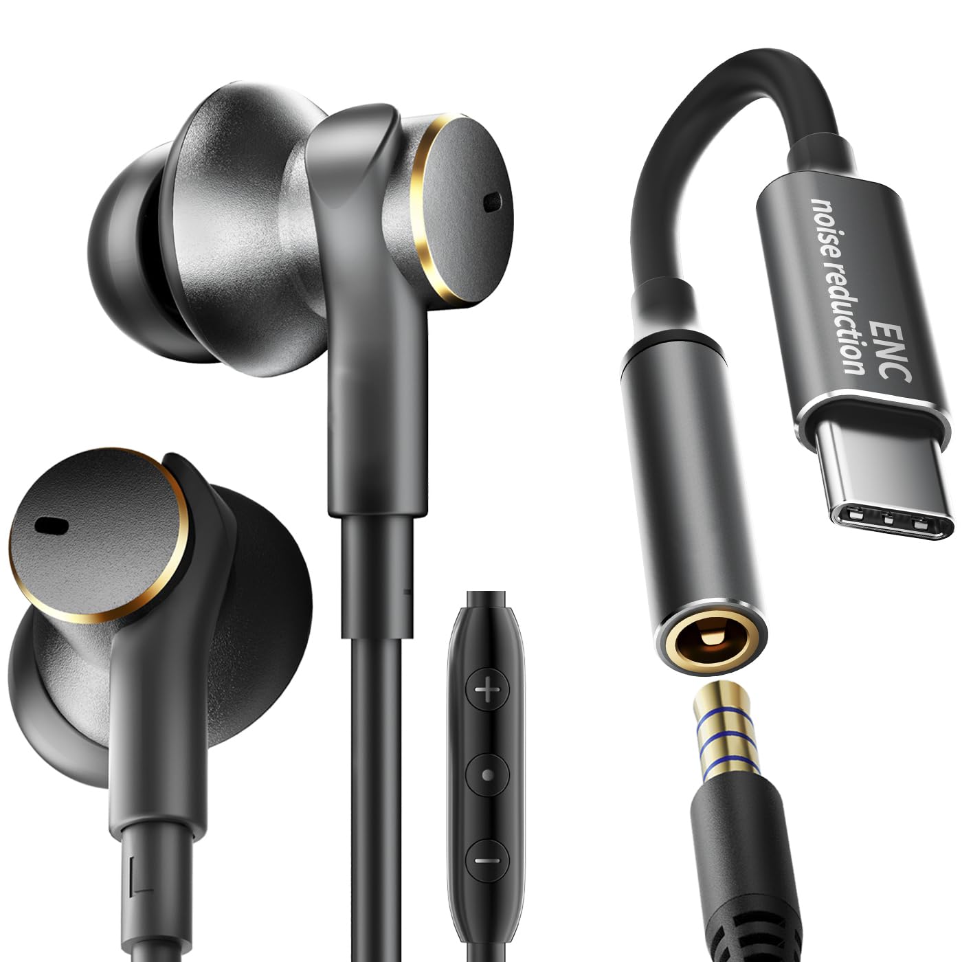 Wired Headphones Balance Powerful Bass & HD Audio Noise-cancelling Earbuds Wired Immersive Bass,(Four drive)Bass Boost In ear Earphones Universal…