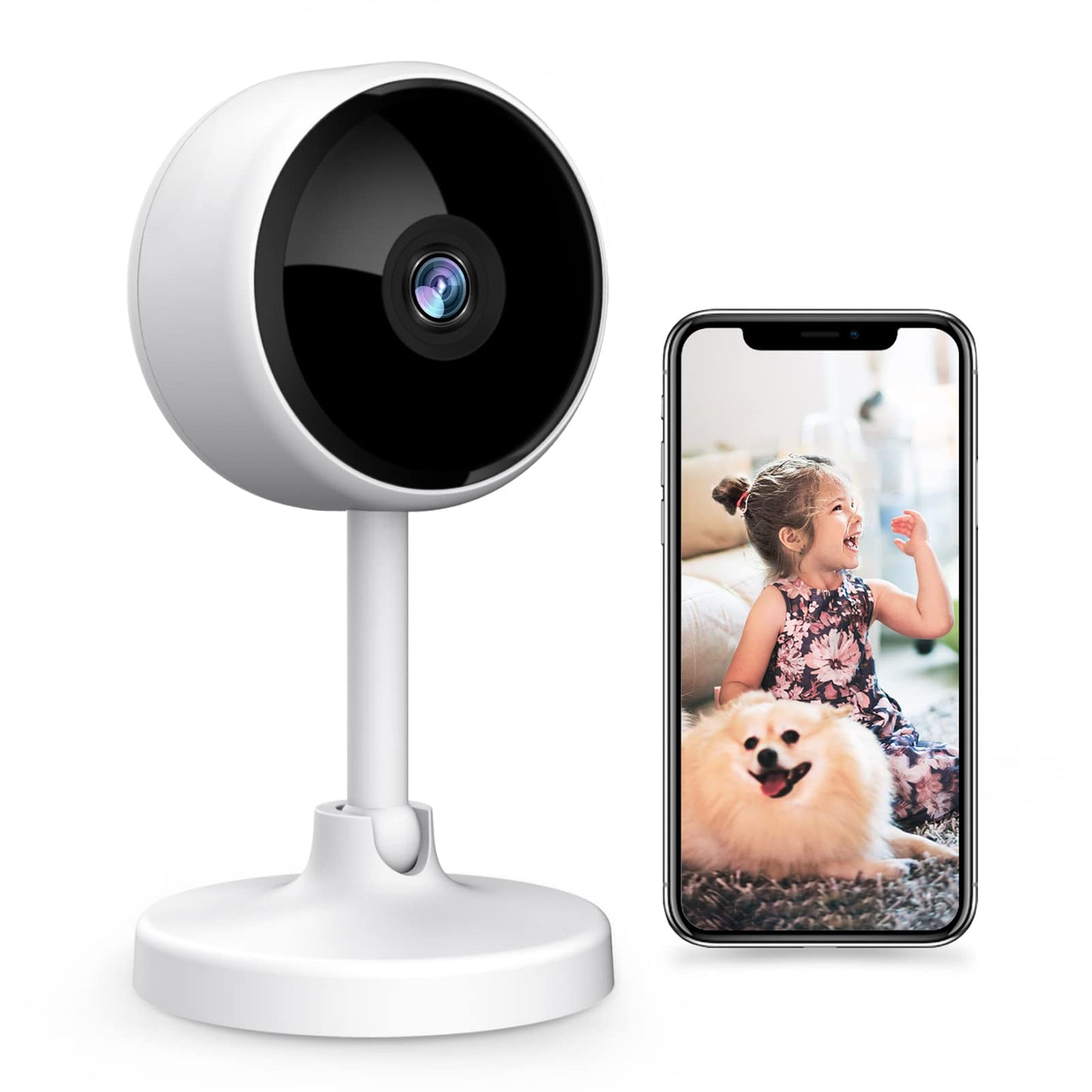 Crzwok Indoor Security Camera, 1080P HD WiFi Home Wireless Camera with 2-Way Audio, Night Vision, Motion Detection for Pet/Elder/Baby/Nanny Monitor