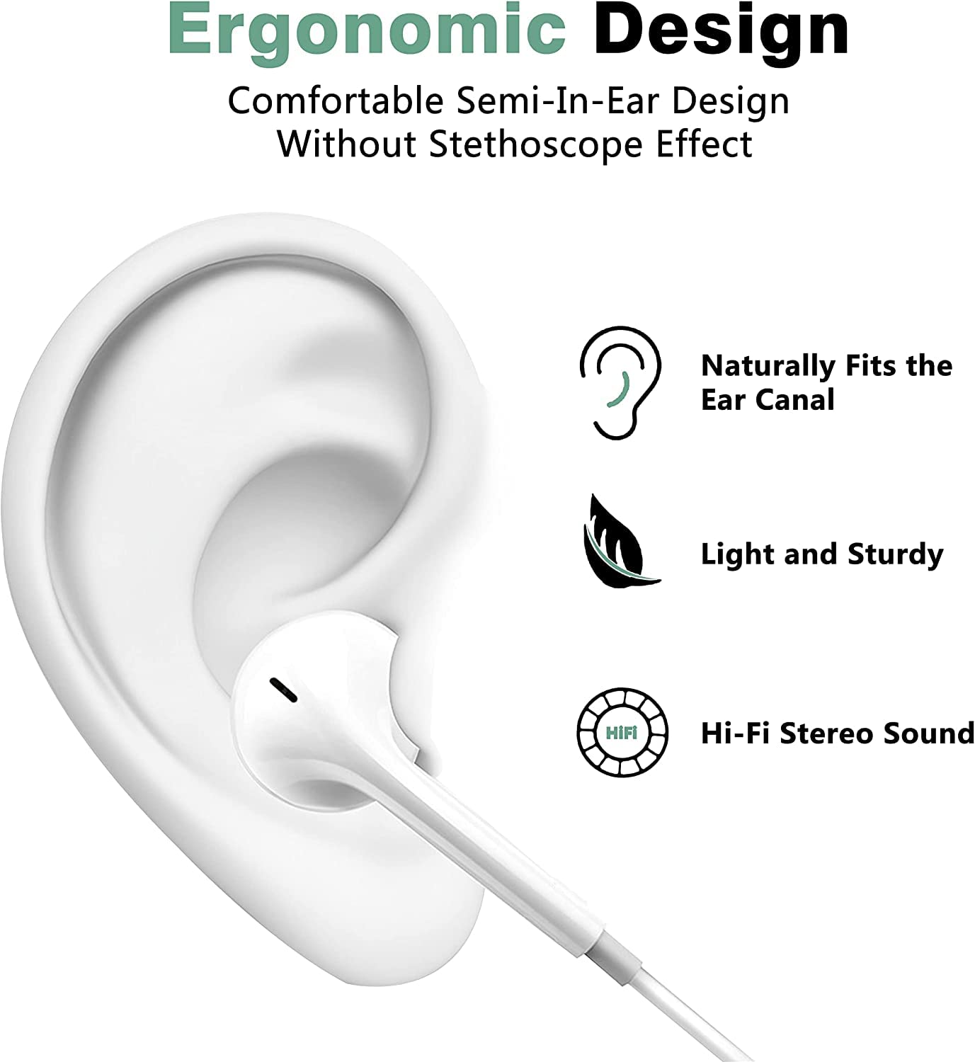 2 Pack-Headphones Wired/iPhone Earbuds with 3.5mm Earphones Wired[MFi Certified] (Built-in Microphone & Volume Control) Compatible