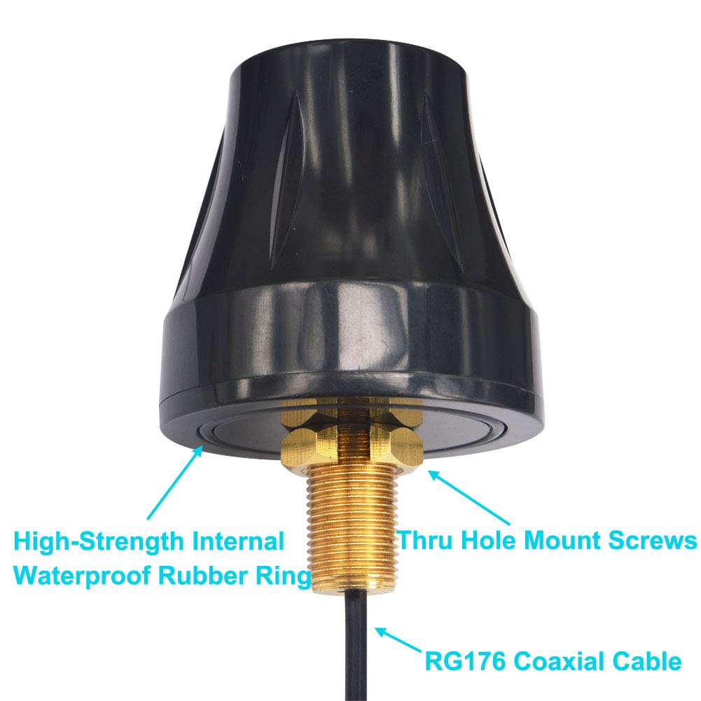 Kaunosta 4G LTE Omni-Directional Waterproof Antenna, 700-2700 MHz, 7dbi Gain, SMA Male Connector, RG174 Cable, 5ft, Signal Booster Repeater