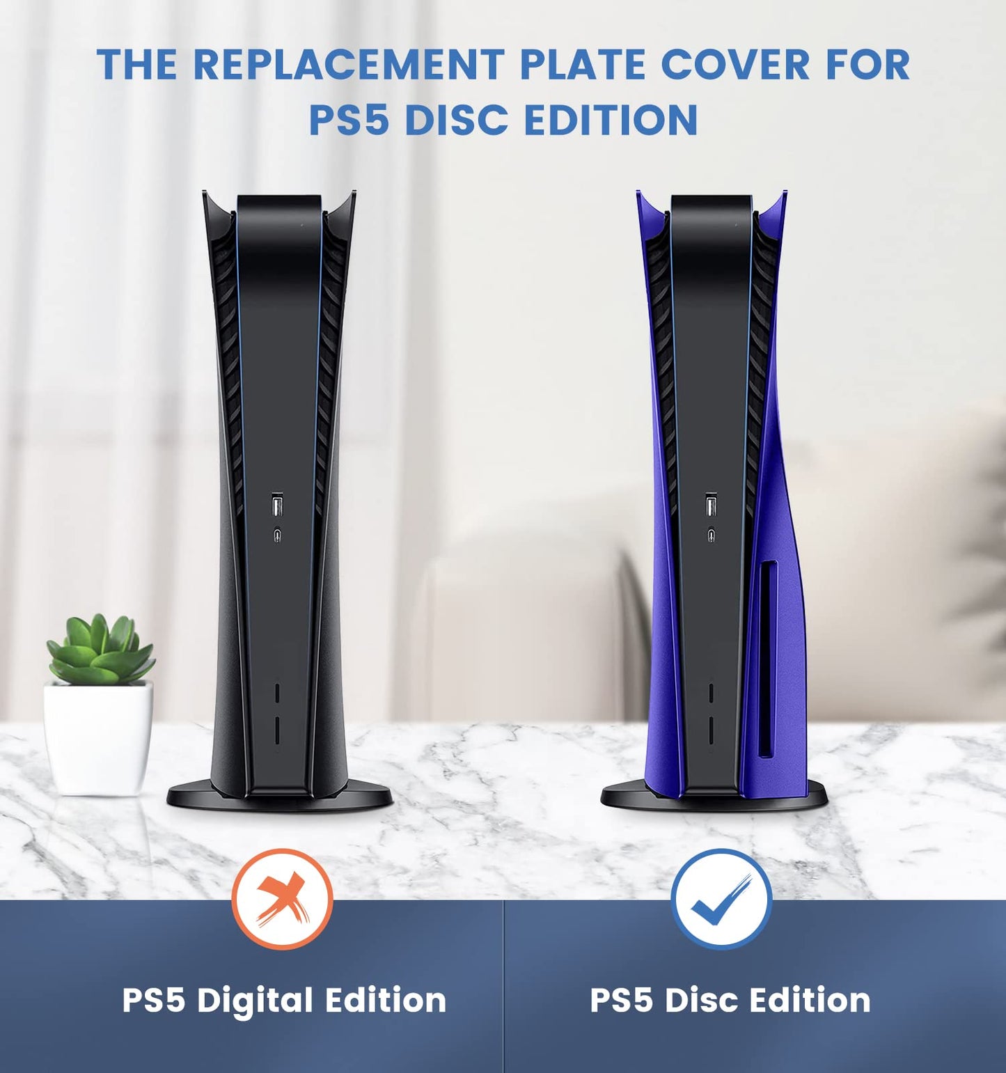 PS5 Plate Protection Faceplate Cooling Version PS5 Plate Case Cover Skin for PS5 Disc Edition Upgraded Turbo Vents PS5 Replacement Hard Shockproof ABS