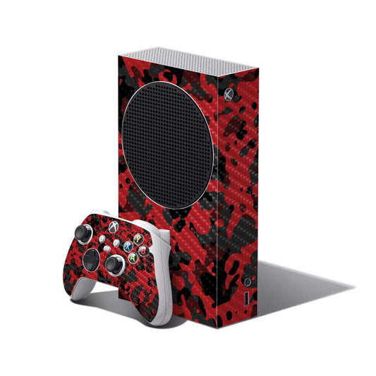 Mighty Skins Carbon Fiber Skin Compatible with Xbox Series S Bundle - Red Modern Camo Protective, Durable Textured Carbon Fiber Finish Easy to Apply