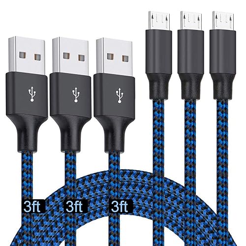 Micro USB Cable 3ft, 3Pack 3FT Nylon Braided High Speed Micro USB Charging and Sync Cables Android Charger Cord Compatible Samsung Galaxy S7