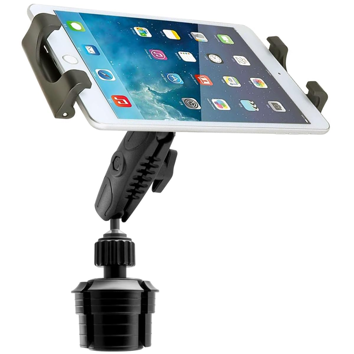 ChargerCity LongNeck Drinks Car Semi Truck Cup Holder Mount for Tablets & Phones - iPad Pro 12.9 10.5 9.7 Air Mini, Galaxy Tab, iPhone 14 15 16 17 Air
