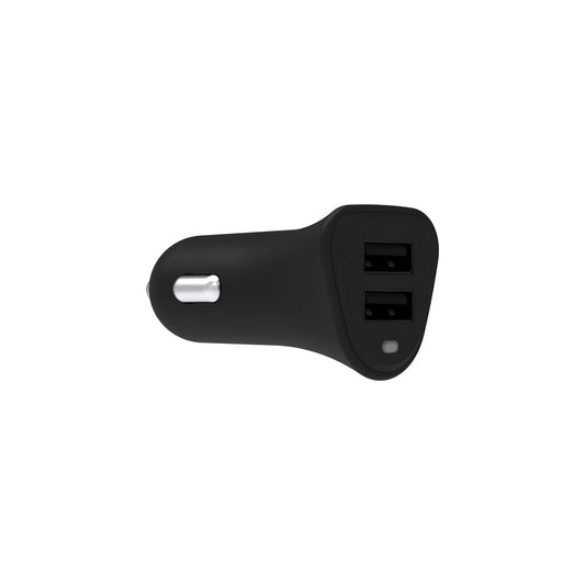 Griffin PowerJolt Dual Universal USB-A 12W Car Charger, Compact Car Charger with Dual USB-A Output Ports, Black (GP-108-BLK)