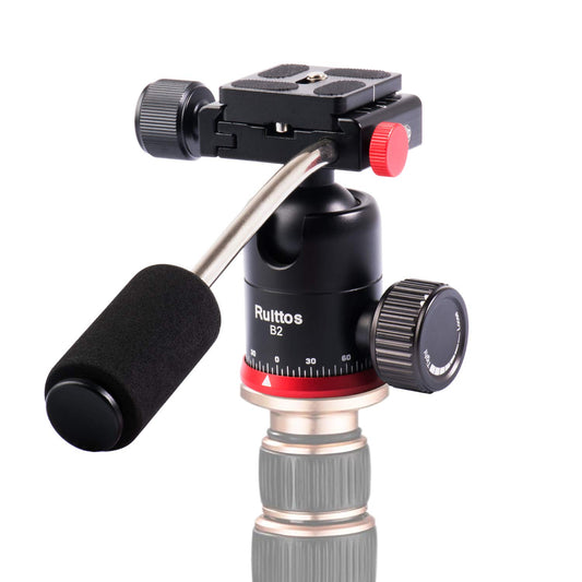 Tripod Ball Head, Ruittos Pan Head Camera Mount with Quick Release Shoe Plate and Handle, 360 Panoramic Ballhead for DSLR/SLR Camera Smart Phone