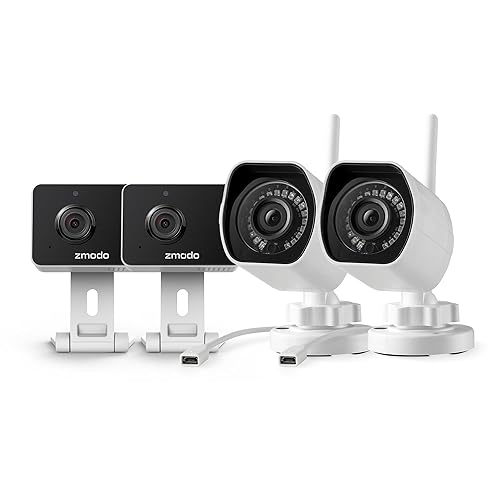 Zmodo Cameras for Home Security (Indoor & Outdoor Camera Bundle), 1080p HD, IP Camera Wireless WiFi, Motion Detection, Two-Way Talk, Night Vision