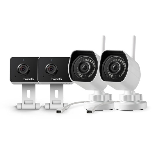 Zmodo Cameras for Home Security (Indoor & Outdoor Camera Bundle), 1080p HD, IP Camera Wireless WiFi, Motion Detection, Two-Way Talk, Night Vision